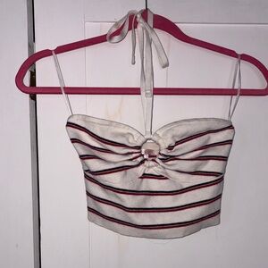 Chic Striped Crop Top with Halter Neck